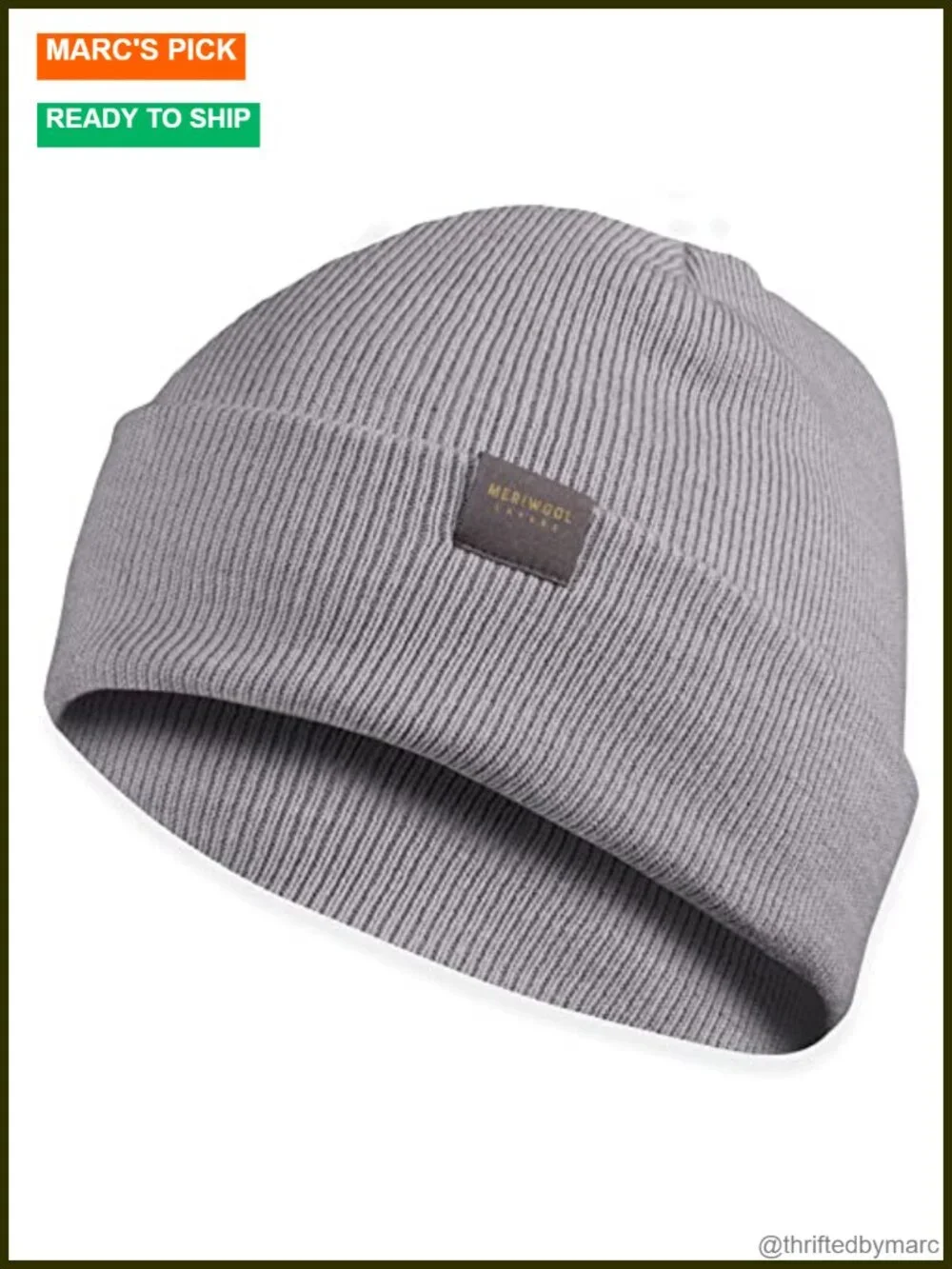 Merino Wool Blend Ribbed Knit Beanie Hat Winter Cuffed Unisex UPF 30